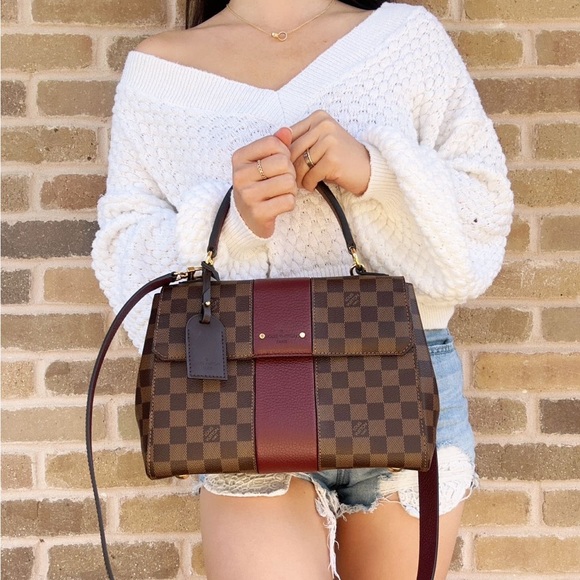 Louis Vuitton Handbags - Louis Vuitton Bond Street Top Handle Bag Damier Burgundy Leather MM Brown